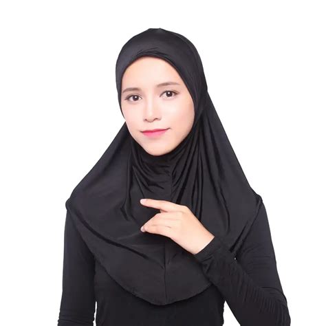 Women Muslim Lady Girls Two Piece Al Amira Hijab Plain Hijabs Cotton
