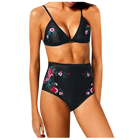Swimsuit Hot Sale Biquini Women Push Up Padded Bra Beach Bikini Hight Waist Floral Print