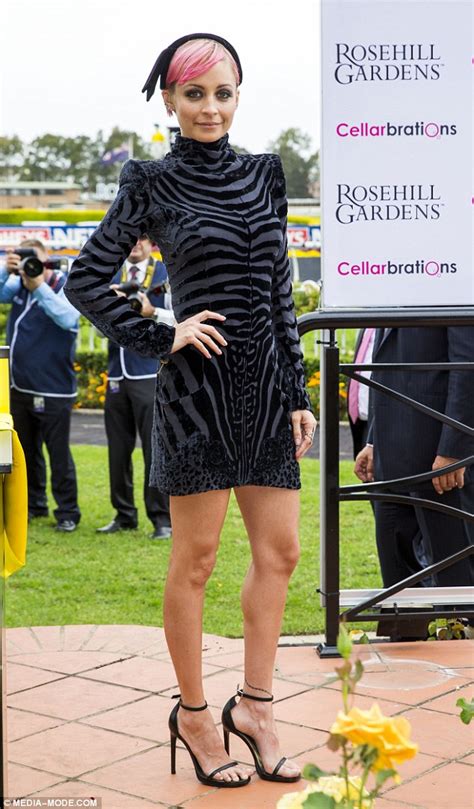 Nicole Richie Stuns In A Very Short Zebra Print Balmain Dress At Golden Slipper Race Day Daily