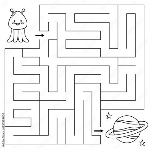 Vecteur Stock Maze Game For Children Help The Alien Find Right Path To