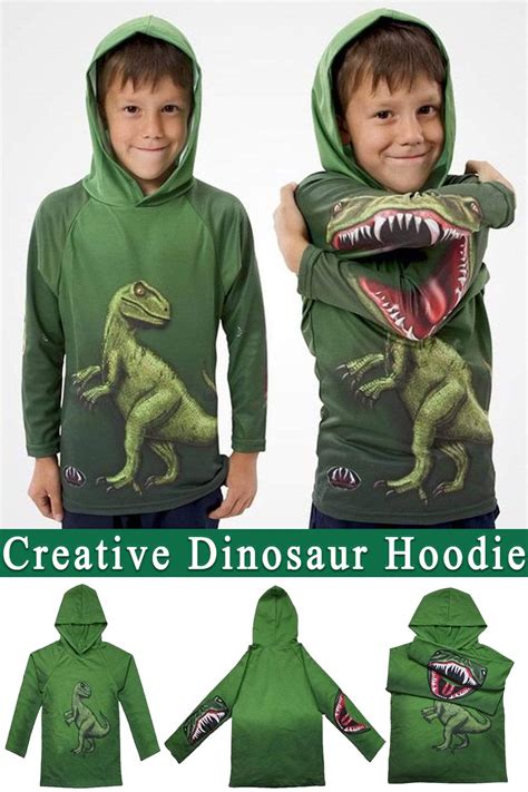 Dinosaur Cartoon Open Mouthed Variable Long Sleeves Casual Sweater