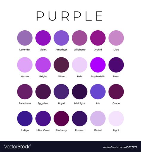 Purple Color Shades Swatches Palette With Names Vector Image My Xxx Hot Girl