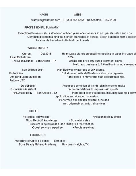 Esthetician Resume Examples For 2023 Template And Guide