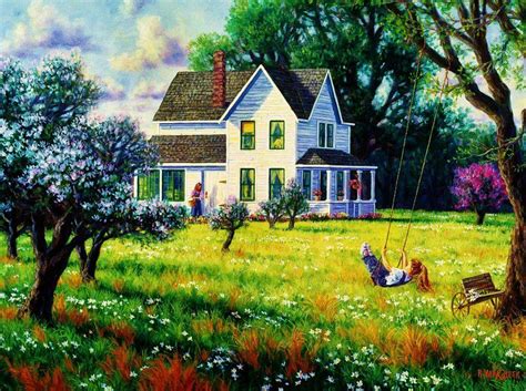 I Love Paintings With A Big Farmhouse Artist Painting Original Oil