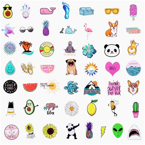 Buy 50 Packs Big Stickers Ellolife Waterproof Aesthetic Trendy Cute