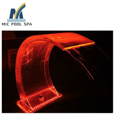 Acrylic Pool Waterfall Fountain Cadcade Spillway With Led Light