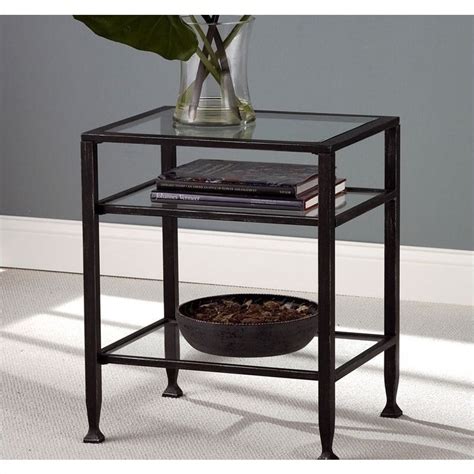 Holly And Martin Guthrie Metal End Table In Distressed Black Ck8772