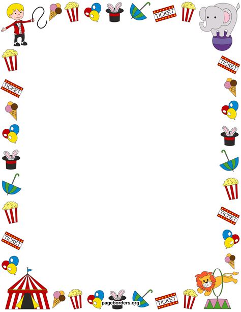 Circus Border Watermarked 2550×3300 Clip Art Borders Page