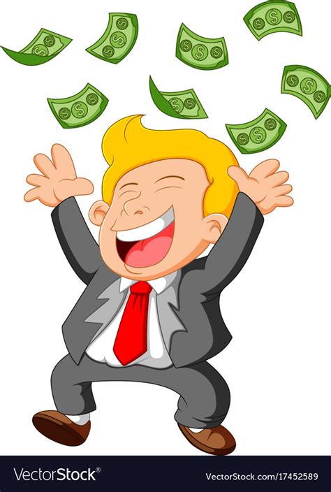 Businessman Happy Under Falling Raining Money Show