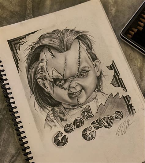 Chucky Pencil Drawing Horror 🧑🏻‍🦰🔪 Chucky Tattoo Chucky Drawing