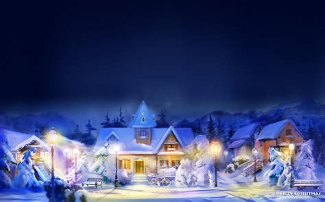 Christmas Village Night Wallpapers Wallpaper Cave