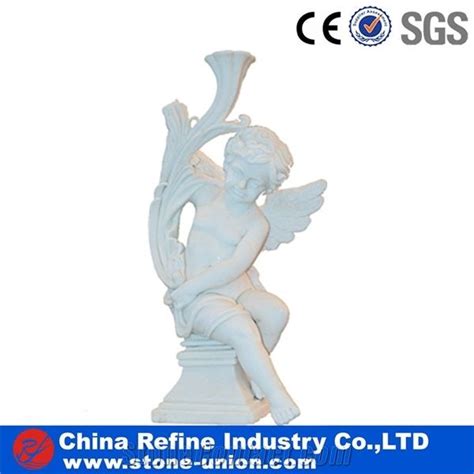 White Marble Angel With Pink Lamp White Angel Statue Customzed Sized