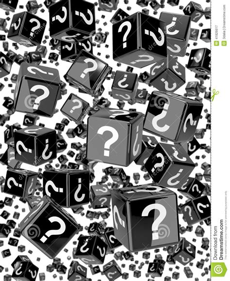 3d Black Question Mark Symbol Dice Falling Stock Illustration
