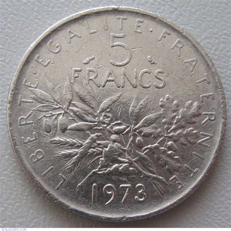 5 Francs 1973 Fifth Republic 1971 1985 France Coin 937