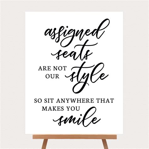 Printable Assigned Seats Are Not Our Style Sign No Seating Etsy