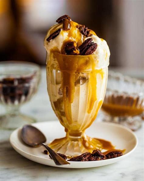 Recipe For Butterscotch Sundaes With Salted Pecans The Boston Globe