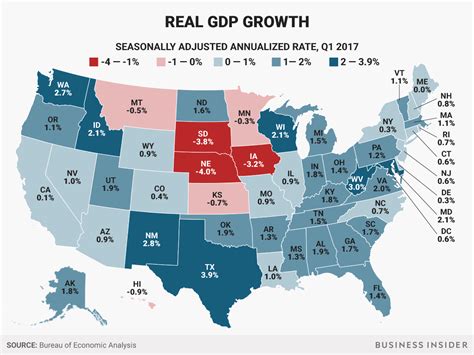 Gdp Growth State Map Q1 2017 Business Insider