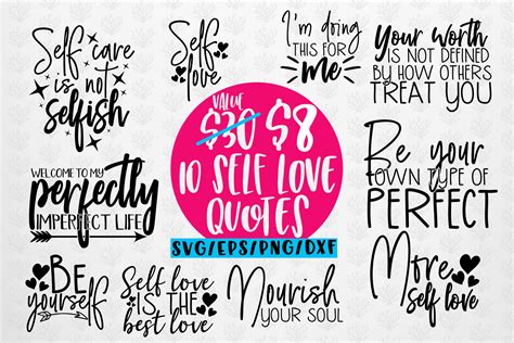 Self Love Quote Bundle Eps Svg Dxf Png Crella