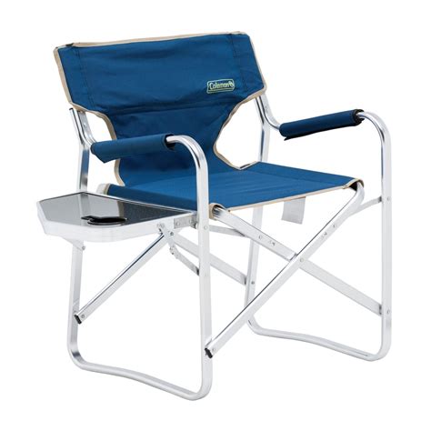Coleman 1218391 Flat Fold Directors Plus Outdoor Camping Chair Blue