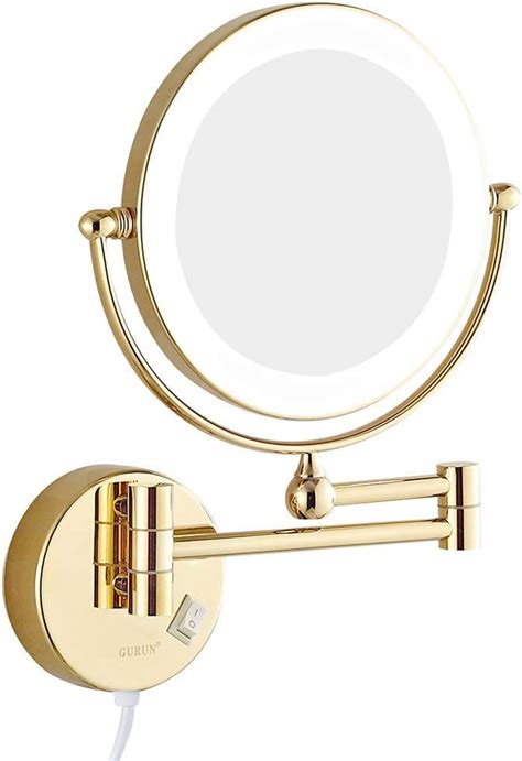 bathroom led wall mounted makeup mirrors 8 inch double sided brass lighted magnifying vanity