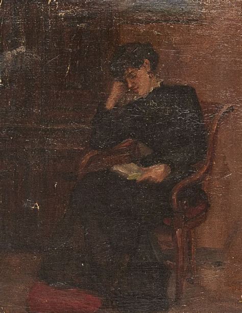 Oljemålning Oidentifierad Konstnär Läsande Kvinna Omkring 1900 Olja