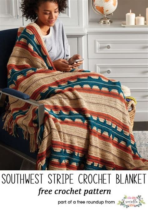 Crochet This Easy Southwest Stripe Afghan Blanket Throw