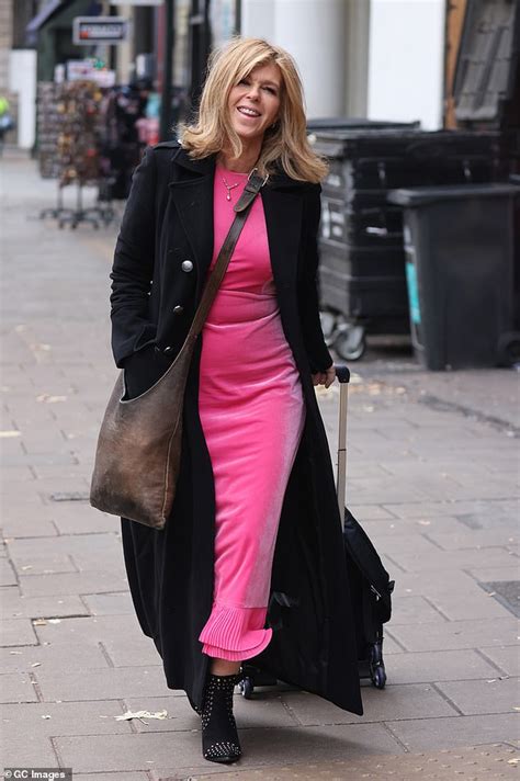 kate garraway looks stunning in bright velvet ankle length dress as she heads home from smooth