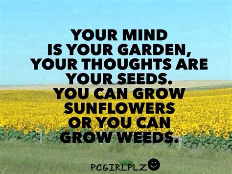Your mind is your garden, your thoughts are your seeds 