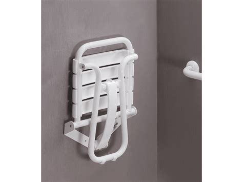 White Slatted Shower Seat Fold Up Slatted Seat Mobility White