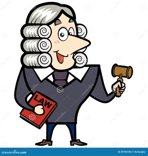 Cartoon Judge With A Gavel And Law Book Stock Vector Illustration Of