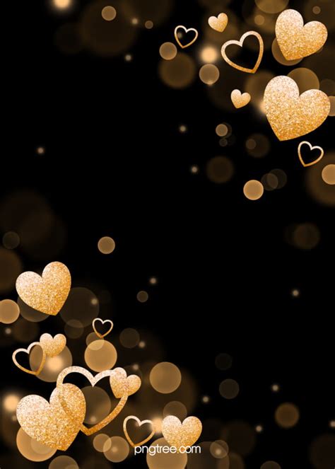 Golden Glitter Love Heart Black Background Wallpaper Image For Free