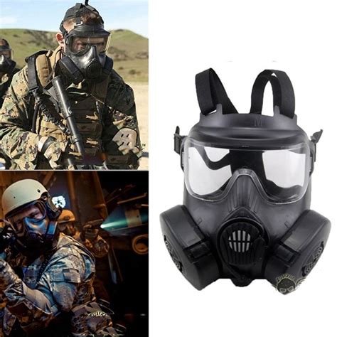 M50 Tactical Gas Mask Dual Fan Anti Fog Face Shield Dc15 Cs Field Skull