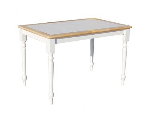 Tara Tile Top Dining Table In White And Natural Dining Table In