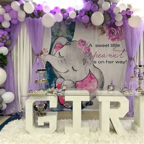 Elephant With Purple Flower For Baby Shower Baby Shower Baby Shower