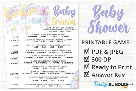 Baby Trivia Baby Game Printable Fun Baby Shower Game