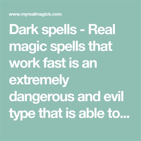 Dark Spells Real Magic Spells That Work Fast Is An Extremely