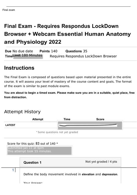 Final Exam Requires Respondus Lockdown Browser Webcam Essential