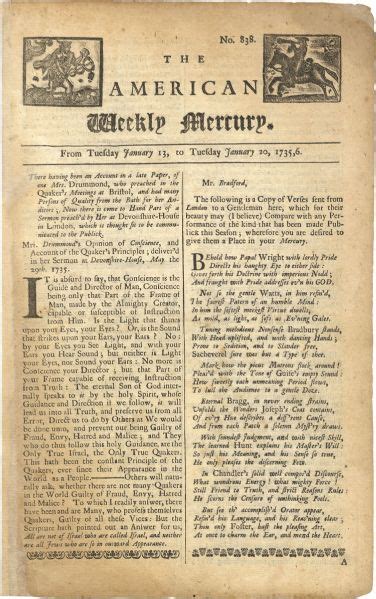 Lot Detail Philadelphias First Newspaper