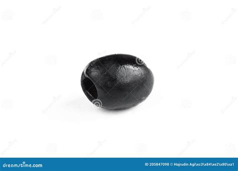 Single Black Olive Isolated On White Background One Dark Fruit Closeup