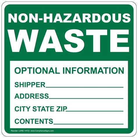 Non Hazardous Waste Option Information Roll Label Ldre