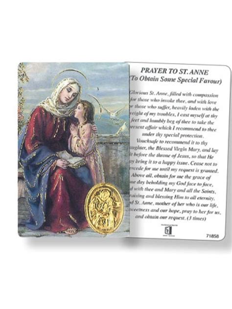 St Anne Prayer Card Piety Stall Catholic Ts Uk