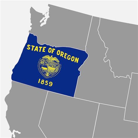 Premium Vector Oregon State Map With Flag Vector Illustration