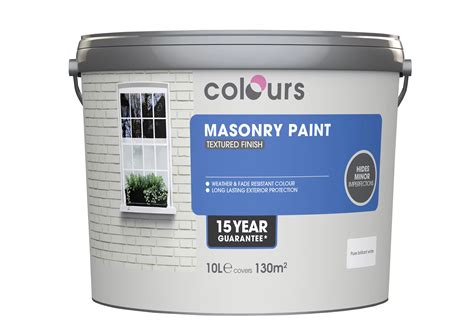 Colours Pure Brilliant White Textured Matt Masonry Paint 10l