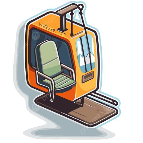Ski Lift Icon With Orange Chair And Cable Clipart Vector Chair Lift