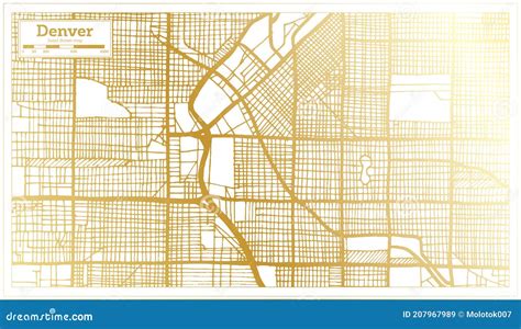 Denver Usa City Map In Retro Style In Golden Color Outline Map Stock