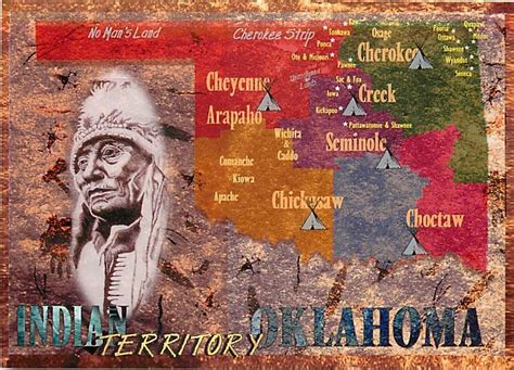 Postcard Of Oklahoma Native American Tribes Map 3 Native American