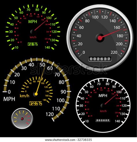Set Vector Speedometer Counter Miles Kilometers Stock Vector Royalty Free 32738335