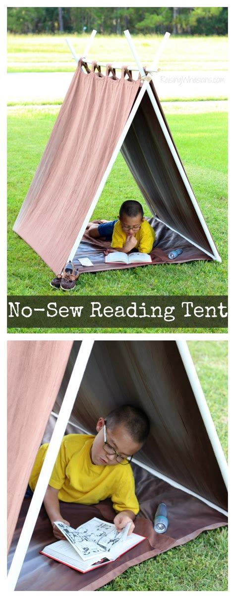 You could also sew a bunting banner and stitch it to the top of the front. No-Sew Reading Tent for Kids - Raising Whasians | Reading ...
