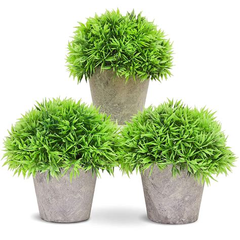 Set Of 3 Artificial Plants In Pots 5 Potted Fake House Plants Home
