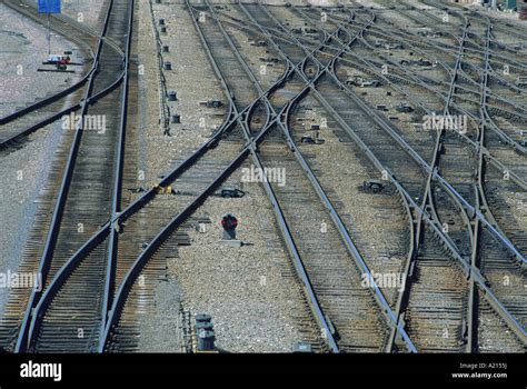 Elevated View Railroad Switching Yard Tracks Stock Photo Alamy